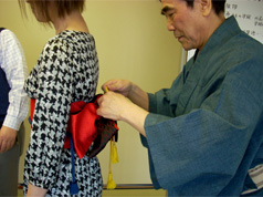 2013春季着物教室授業風景3-ゆかたに似合う帯結び